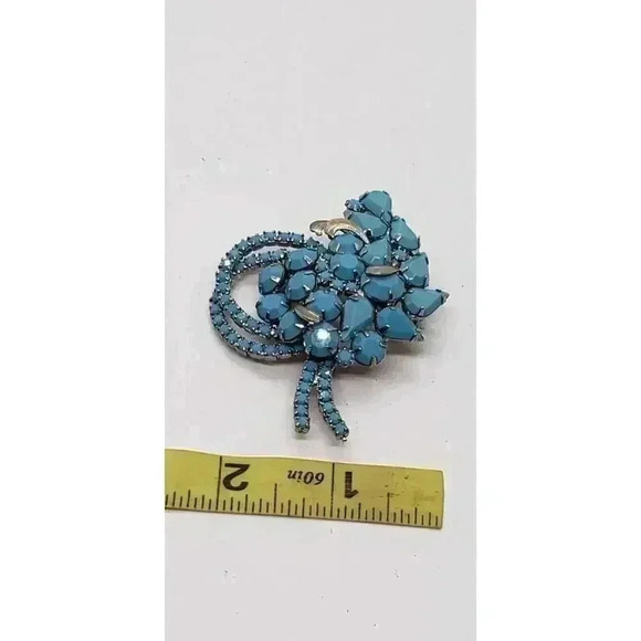 Alice Caviness Rare Set Brooch & Earrings Faux Turquoise Vintage Signed - Picture 16 of 16